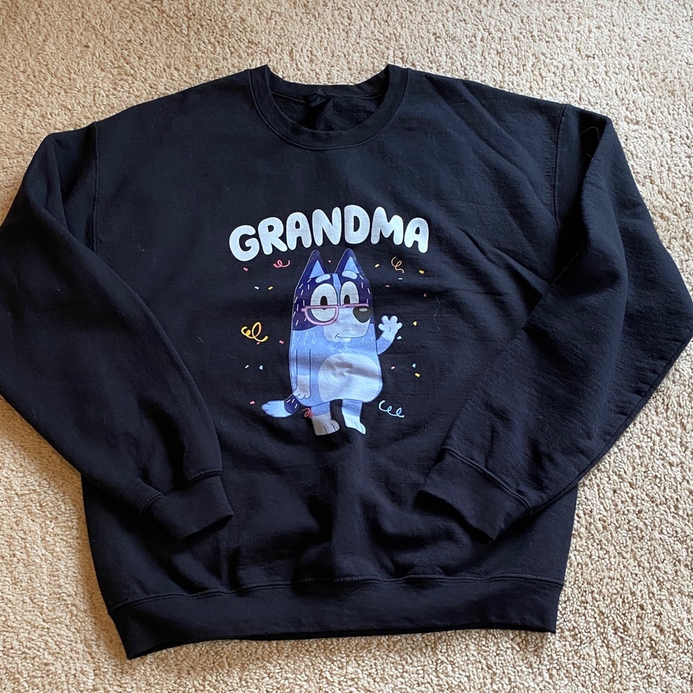 Gildan Black Sweatshirt with Blue Graphic